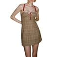 thumbnail image 3 of Minivestido Sexy a cuadros para mujer, ropa informal con tirantes finos, Espalda descubierta, temperamento, estilo inglés, novedad, 3 of 4
