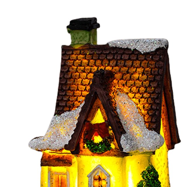 Decoración De Escena Iluminada Adornos en miniatura de la casa de Navidad Favores de fiesta con pilas (F)