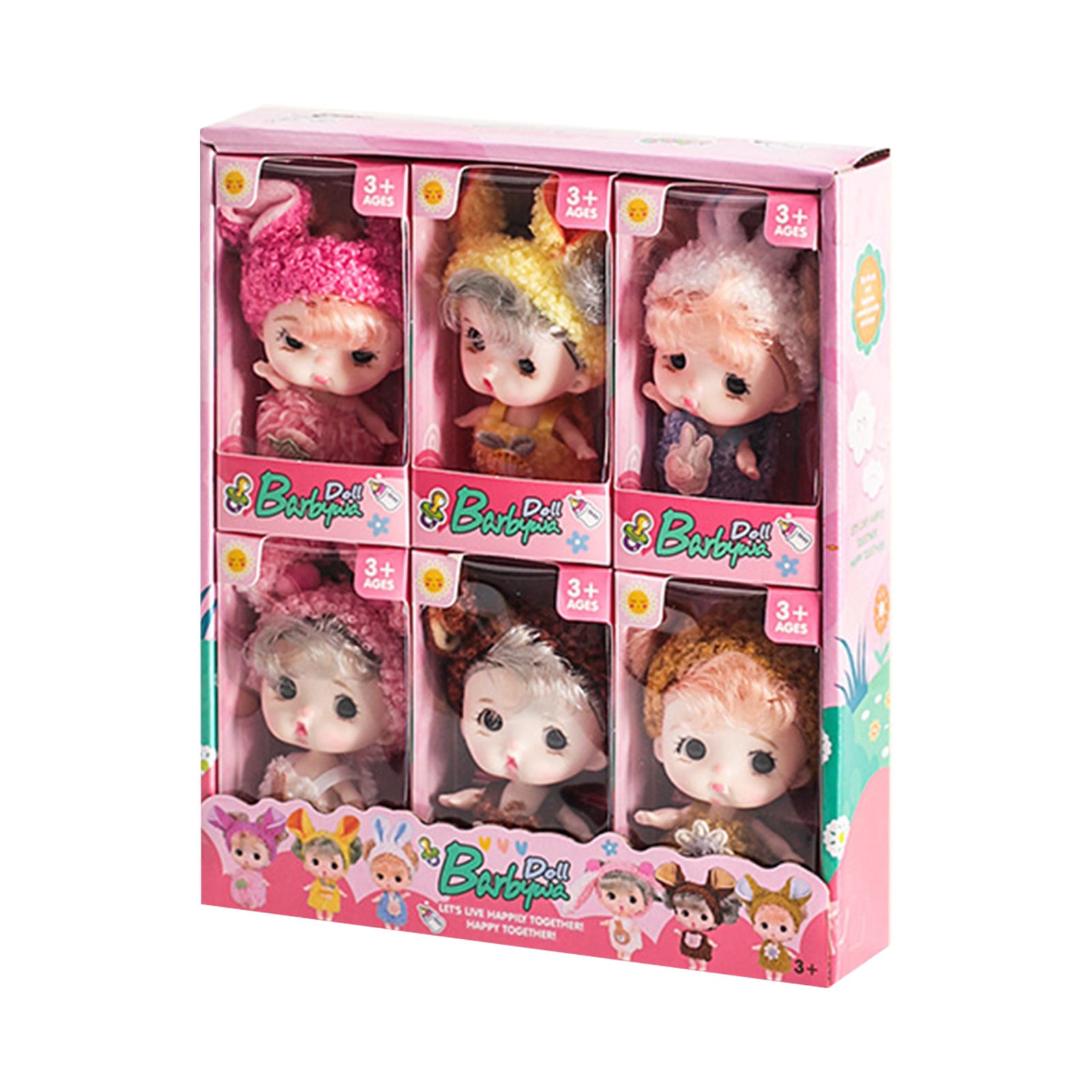 6pcs Mini Baby Dolls with Accessories Clothes,Cute Baby Doll Set