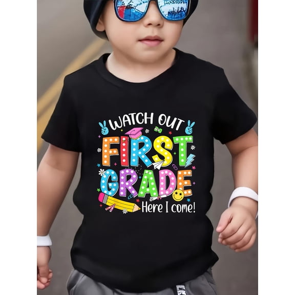 Watch Out First Grade Here I Come Back to School 1st Grade Kids T-Shirt