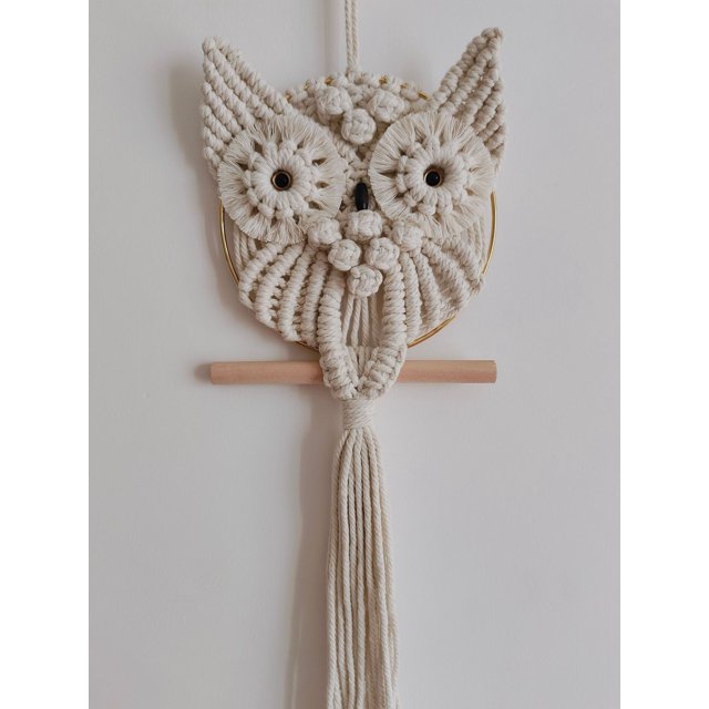 Colgante de pared con forma de búho Adorno Art Deco Tejido a mano Pequeño El grande
