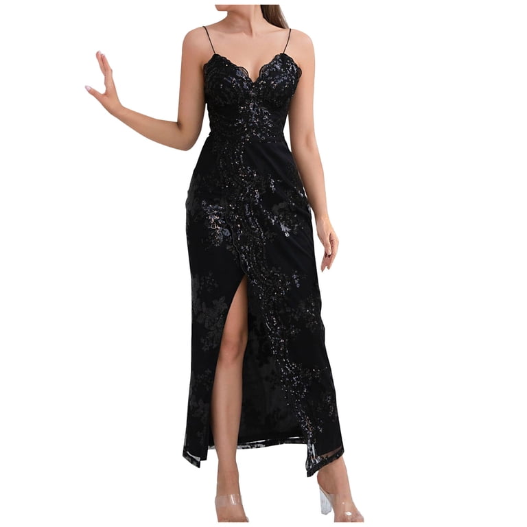 Dailytrove Women's Split Thigh Midi Dress-Sleeveless-Fit & Flare-Polyester-for Date Night/Cocktail Event- Split, Size: DT-Small