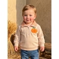 thumbnail image 2 of Toddler Baby Boy Girl Halloween Sweatshirt Pumpkin Embroidery Quarter Zip Collar Long Sleeve Shirt Tops Fall Winter Clothes 1-5T, 2 of 9