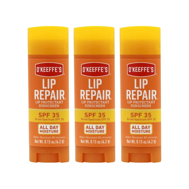 Bálsamo labial O'Keeffe's Lip Repair SPF 35, paquete de 3