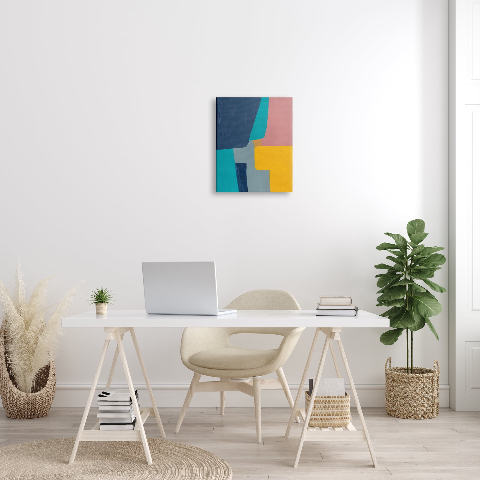 Stupell Industries Geometric Pop Abstract Shapes Pink Blue Yellow, 16 x 20, Designed by Bronwyn Baker