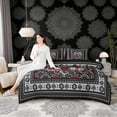 thumbnail image 4 of Erosebridal Vintage Dragon Bedding Comforter Set, Bohemian Aztec Mandala Queen Bedding Sets, Black Gray Red, Black Reversible 7-Piece, 4 of 6