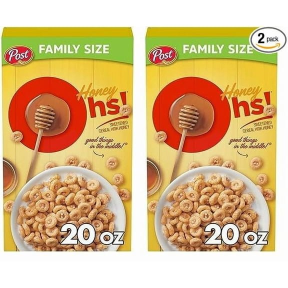 Post Honey Oh!s® cereal, Filled Ohs Breakfast Cereal, Breakfast Snacks, 20 oz – 1 count (Pack of 2)