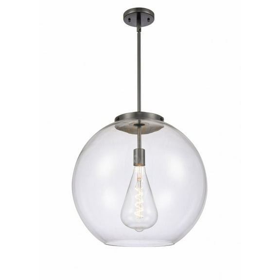 221-1S-BK-G122-18-Innovations Lighting-Athens - 1 Light Pendant In Industrial Style-18.38 Inches Tall and 17.75 Inches Wide-Matte Black Finish-Clear