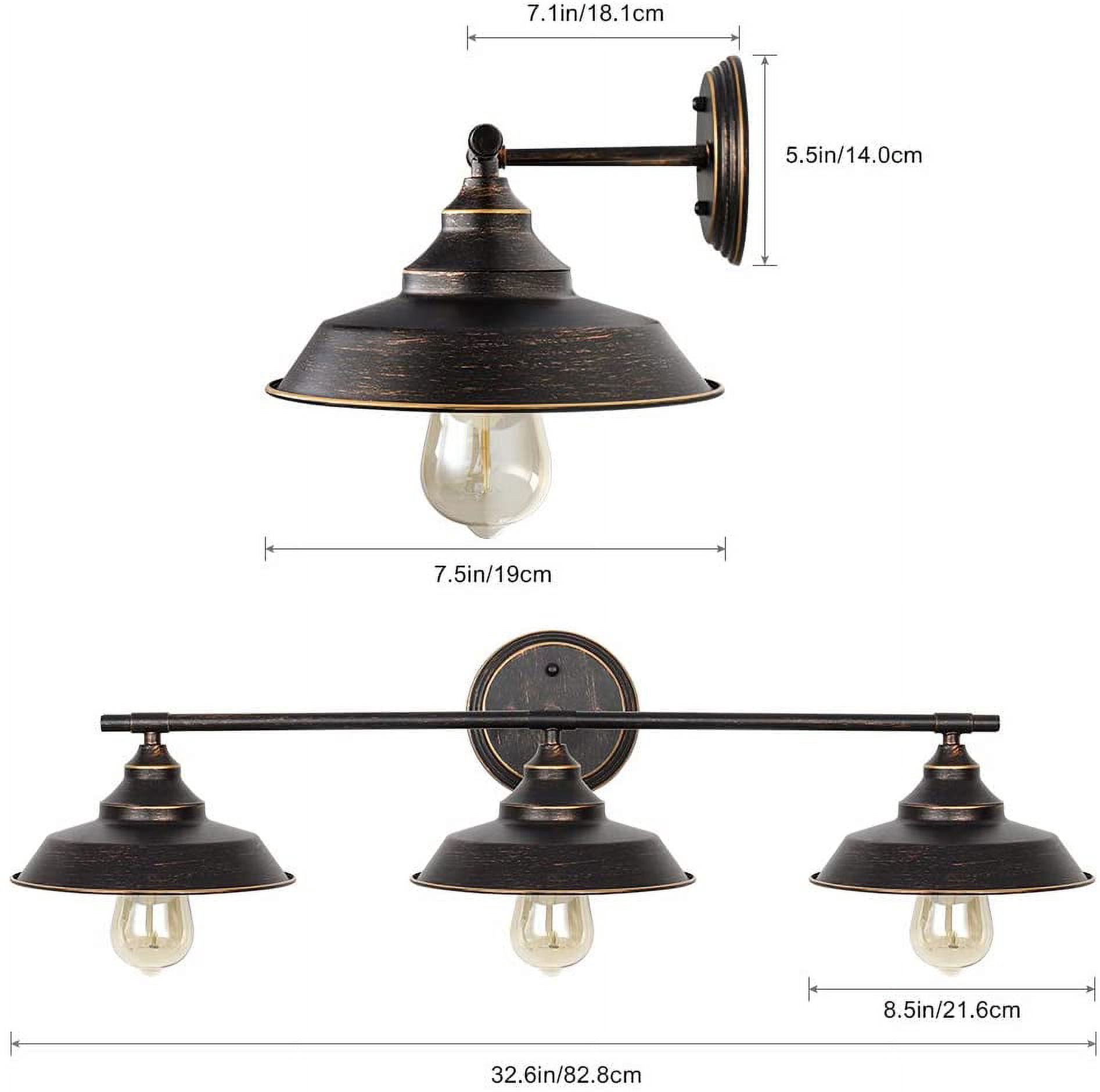Oumilen 3-Light Oil Rubbed Bronze Vanity Light with Brown Metal Shades