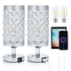 thumbnail image 1 of Lámpara De Escritorio Táctil De Cristal, Bombilla LED Blanca Cálida De 3000K Con Puerto De Carga USB C + A, Batería De 4000MAH, Luz Para Mesita De Noche De Dormitorio, 2 Uds., 1 of 7