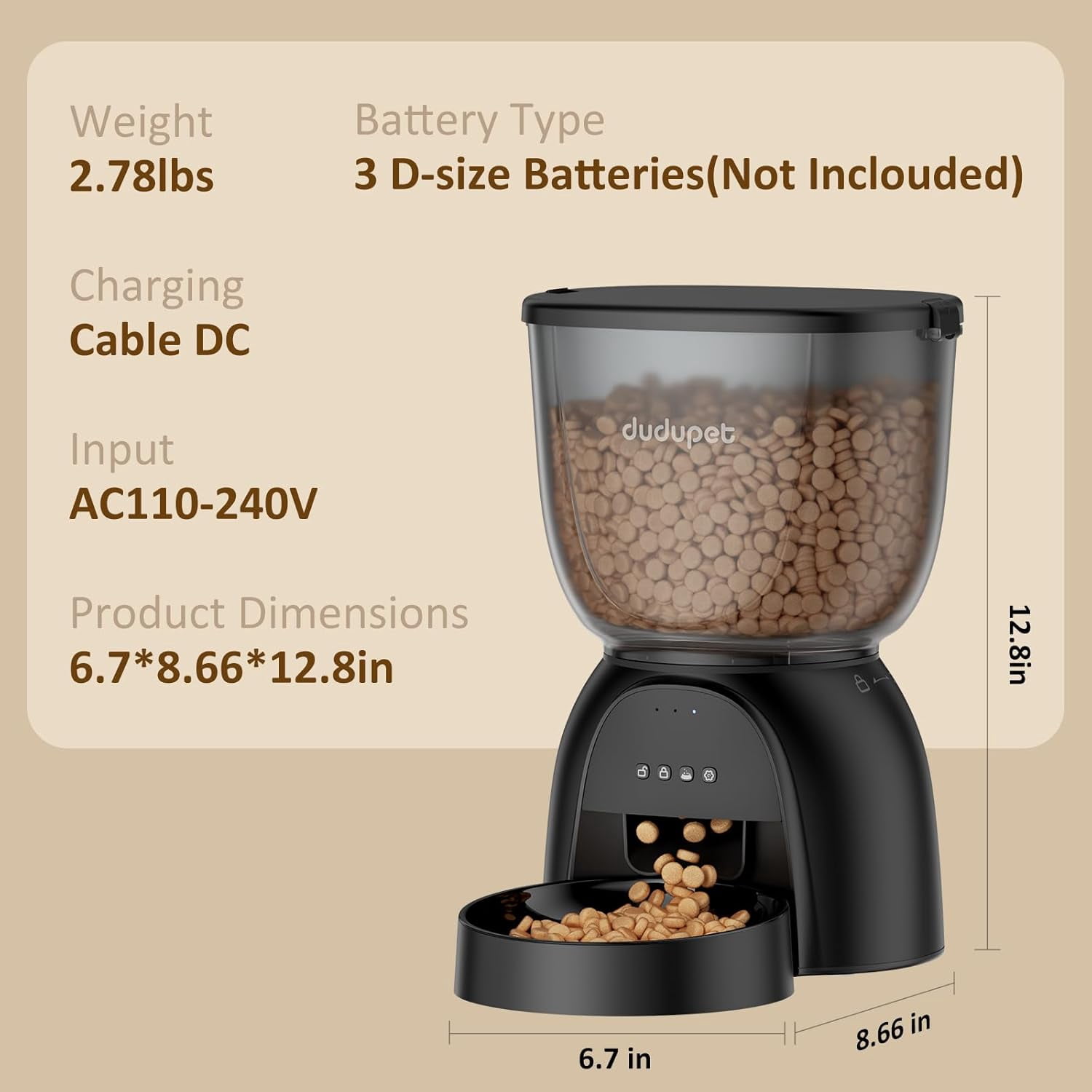 Automatic Cat Feeder WiFi, 5G App Control Timed Dispenser with Remote Feeding, 5L Auto Pet Feeder for Dry Food
