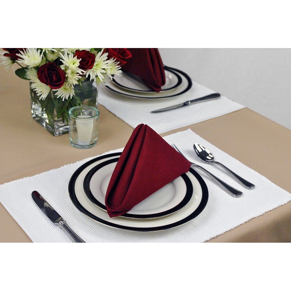 Pack of 6 Winter White Rectangular Cloth Placemats 19"