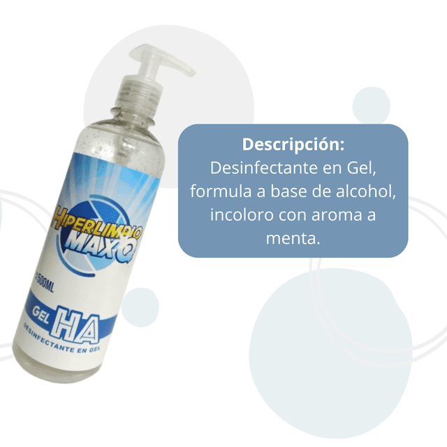 Gel Antibacterial Sanitizante 500 ml. Hiperlimpio Max Q Gel Antibacterial Sanitizante 500ML