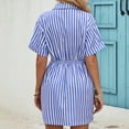 thumbnail image 4 of Wlylongift Women's Vintage Peter Pan Collar Stripe and Button Down Dress, 4 of 4