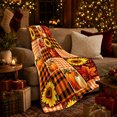 thumbnail image 3 of Autumn Sunflower Pumpkin Patchwork, Cozy Friendship Quote Scene, Warm Flannel Blanket for Living Room and Reading Nook, Art Lovers Thanksgiving Gift, Artistic Home Decor, 3 of 9