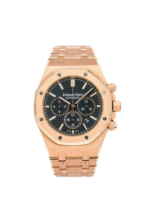 Pre-Owned Audemars Piguet Royal Oak Chronograph 41mm Watch 26320OR Black Dial With Rose Gold Bracelet
