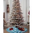 thumbnail image 4 of Nautical Conch Christmas Tree Skirt 48 Inches Large Christmas Skirt Tree, Teal Beach Coastal Geometric Striped Tree Skirt Christmas Decorations for Fireplace Party Holidays Indoor Outdoor, 4 of 7