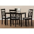 thumbnail image 3 of Baxton Studio Rosie Modern and Contemporary Espresso Brown Finished and Grey Fabric Upholstered 5-Piece Dining Set, 3 of 4