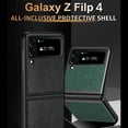 thumbnail image 3 of SaniMore Designed for Samsung Galaxy Z Flip 4 Folding Case 6.7-inch, for Galaxy Z Flip 4 Lens Protection PU Leather + Hard PC Anti-Drop Slim All-inclusive Protecitve Cover, Green, 3 of 9