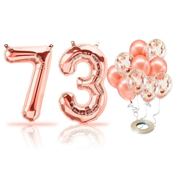 PARIS PRODUCTS - 73rd Birthday Rose Gold Balloons & Number 73 Mylar Balloon, 73rd Birthday Party Decor, 73rd Birthday Decorations for Women, 73rd Birthday Decorations Women 73