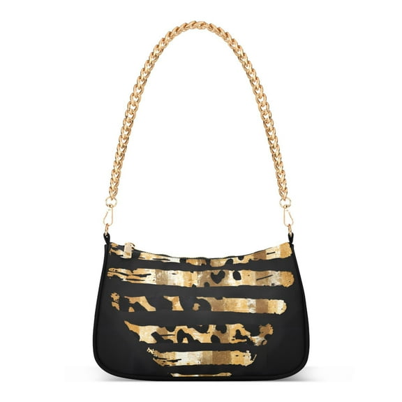 Leopard Skin Heart StripedWomen Small Shoulder Bag Crossbody Tote Hobo Bags Purse Clutch Handbags with Chain Strap for Women