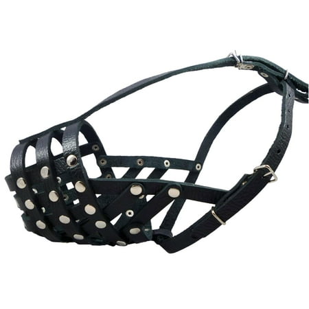 - Secure Leather Mesh Basket Dog Muzzle #16 Brown - Great Dane Saint Bernard Mastiff (Circumference 15.5