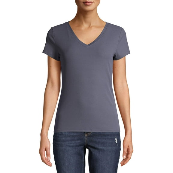 No Boundaries Juniors' Brushed V-Neck Short Sleeve T-Shirt