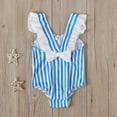 thumbnail image 6 of NAISIBABY Girls One-Piece Swimsuit, Striped Cute Ruffles Sleeveless Kids Beach Bathing Suit Blue 1T, 6 of 9