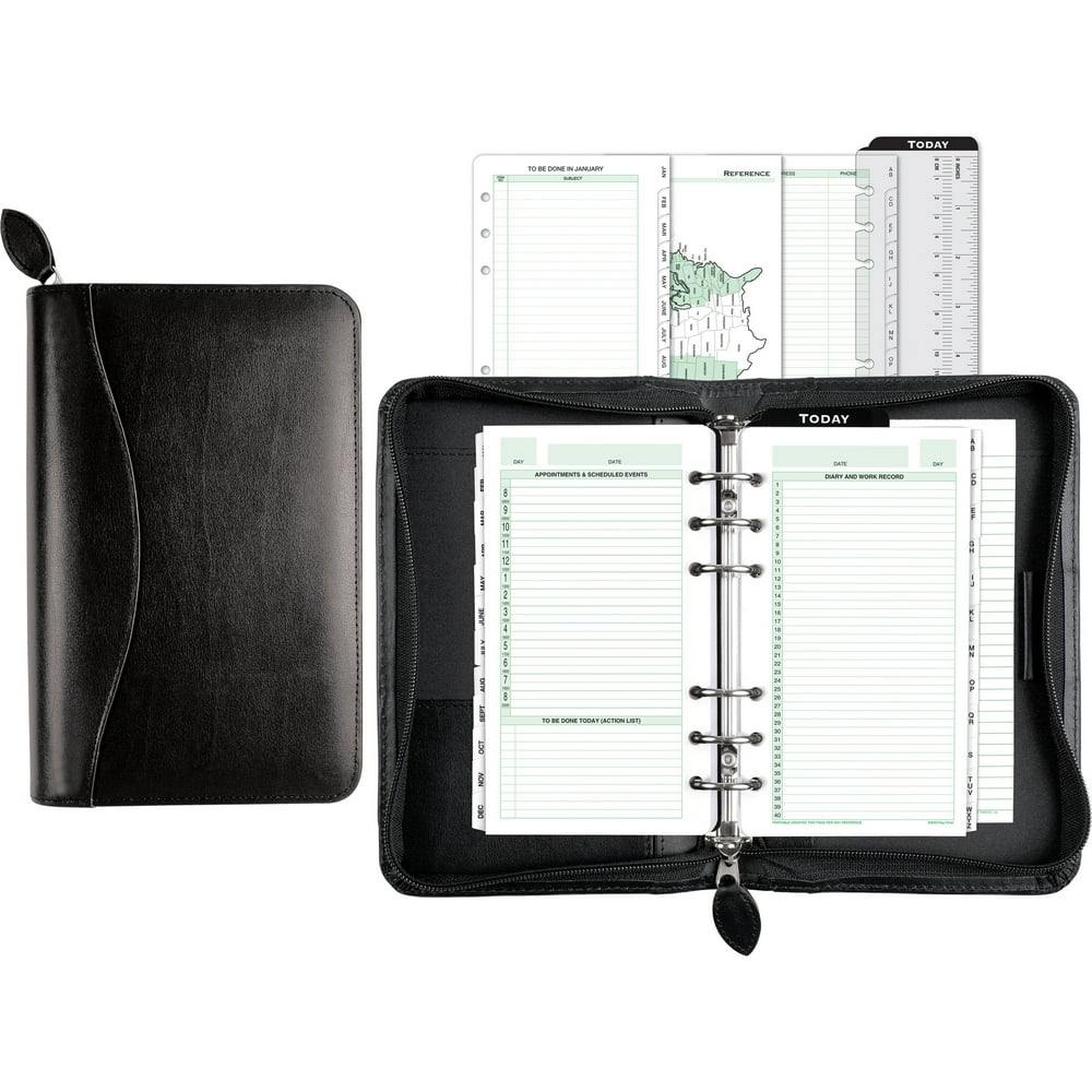 DayTimer Bonded Leather Organizer Starter Set, Black (41746) Walmart