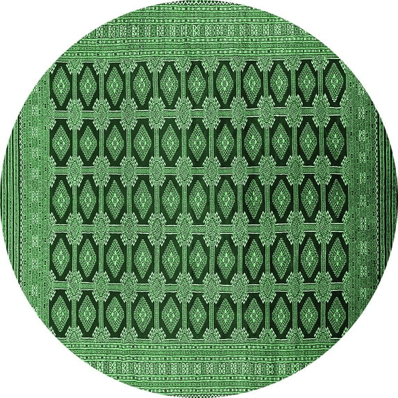Ahgly Company Indoor Round Oriental Emerald Green Industrial Area Rugs, 4' Round