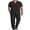 Black, variant on Mens Linen Suits 2 Piece Set Casual Loose Pants Vacation Beach Outfits Short Sleeve Island Shirt Resort