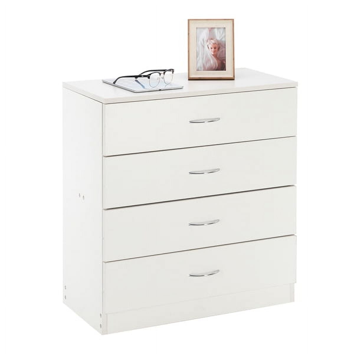 White MDF Wood Simple 4-Drawer Dresser for Bedroom