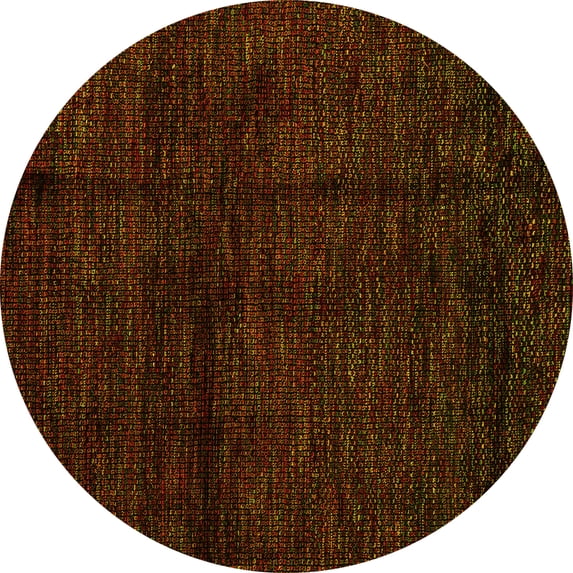 Ahgly Company Machine Washable Indoor Round Abstract Yellow Modern Area Rugs, 6' Round