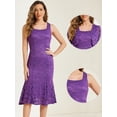 thumbnail image 2 of DARING DIVA Women's Fishtail Sheath Open Front Shrugs 2pc Lace Dress M Purple, 2 of 6