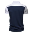thumbnail image 4 of Waiimak Men Short-Sleeved Turn-Down Collar Patchwork Buttons Blouse Polo-Shirt Tops, 4 of 9