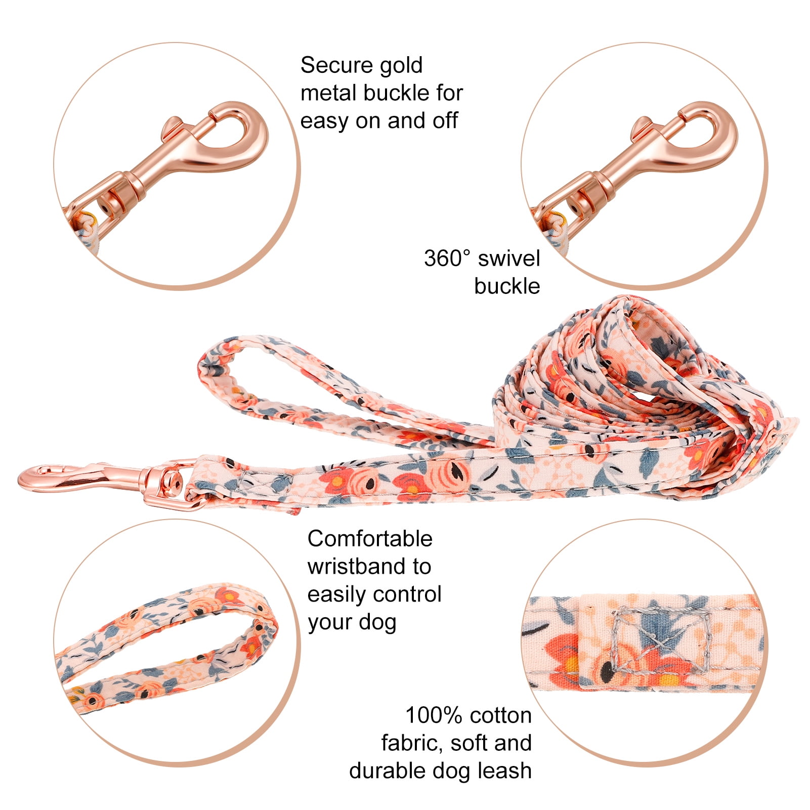 BUBABOX 4 Pcs Girl Puppy Collar Leash Set for Small(S), Adjustable