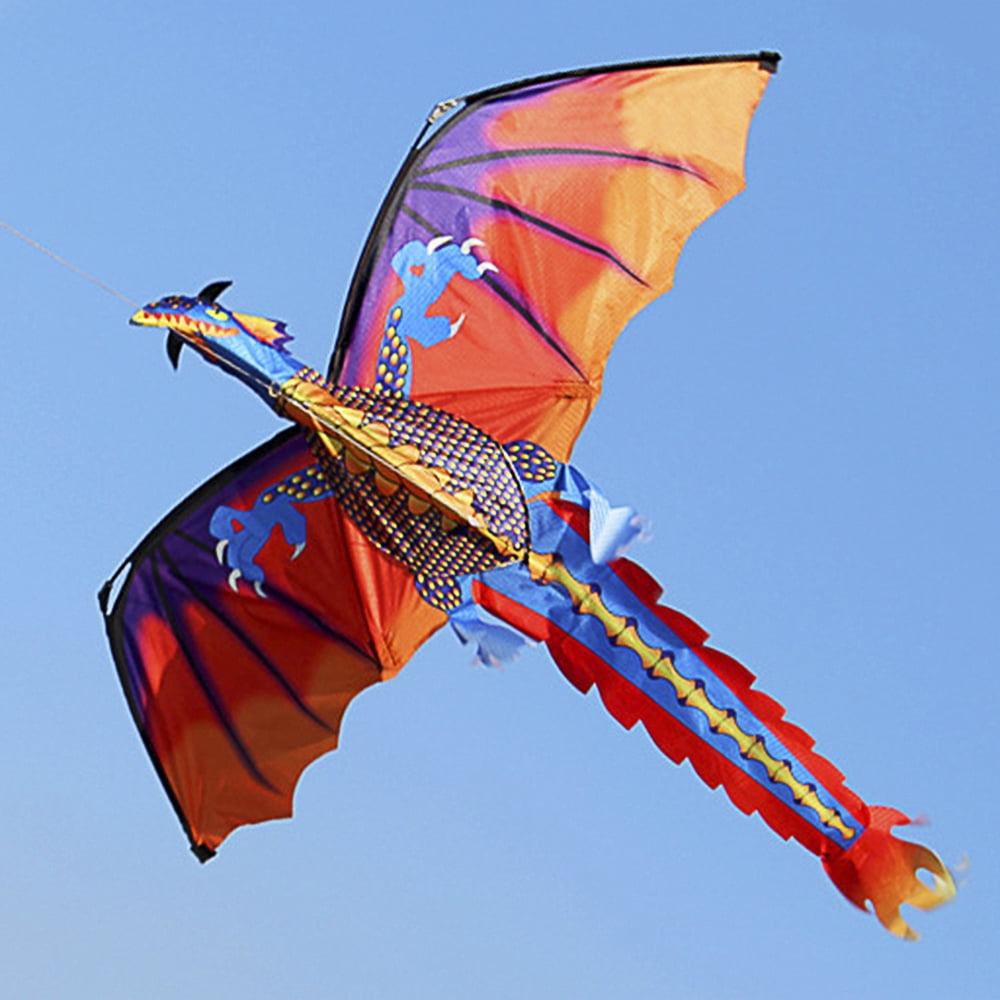 Single Line Kite Kite 140cm x 120cm / 55 x 47 Inch Dragon Kite Single Line Flying Kite with Tail 100m Flying Line for Kids Adults
