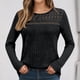 thumbnail image 3 of MHFRRA Camiseta Holgada de Manga Larga con Aberturas para Mujer, Informal, de Otoño, con Cuello Acanalado Negro, 3 of 5