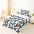 thumbnail image 5 of Homewish Cartoon Halloween Ghost Twin Sheets,Pumpkin Bat Pattern Bedding,3 Pieces,1 Fitted Sheet and 1 Pillowcase, 5 of 6
