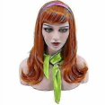thumbnail image 1 of Wig Women's Long Wavy Orange Wig With Headband Scarf Halloween Cosplay Wigs_Gift Of G, 1 of 3