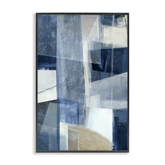 Stupell Industries Oblique Geometric Shapes Abstract Painting Black Framed Art Print Wall Art, 12 x 18