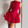 thumbnail image 5 of Women'S Summer Sleeveless Crew Neck Backless A-Line Mini Party Prom Dress Red L, 5 of 8