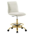 thumbnail image 2 of Modway Ripple Armless Performance Velvet Drafting Chair in Gold Ivory, 2 of 9