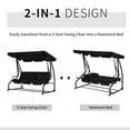 thumbnail image 4 of Outsunny 3-Seat Outdoor Patio Swing Chair, Converting Flatbed, Outdoor Swing Glider with Adjustable Canopy, Removable Cushion and Pillows, for Porch, Garden, Poolside, Backyard, Black, 4 of 8