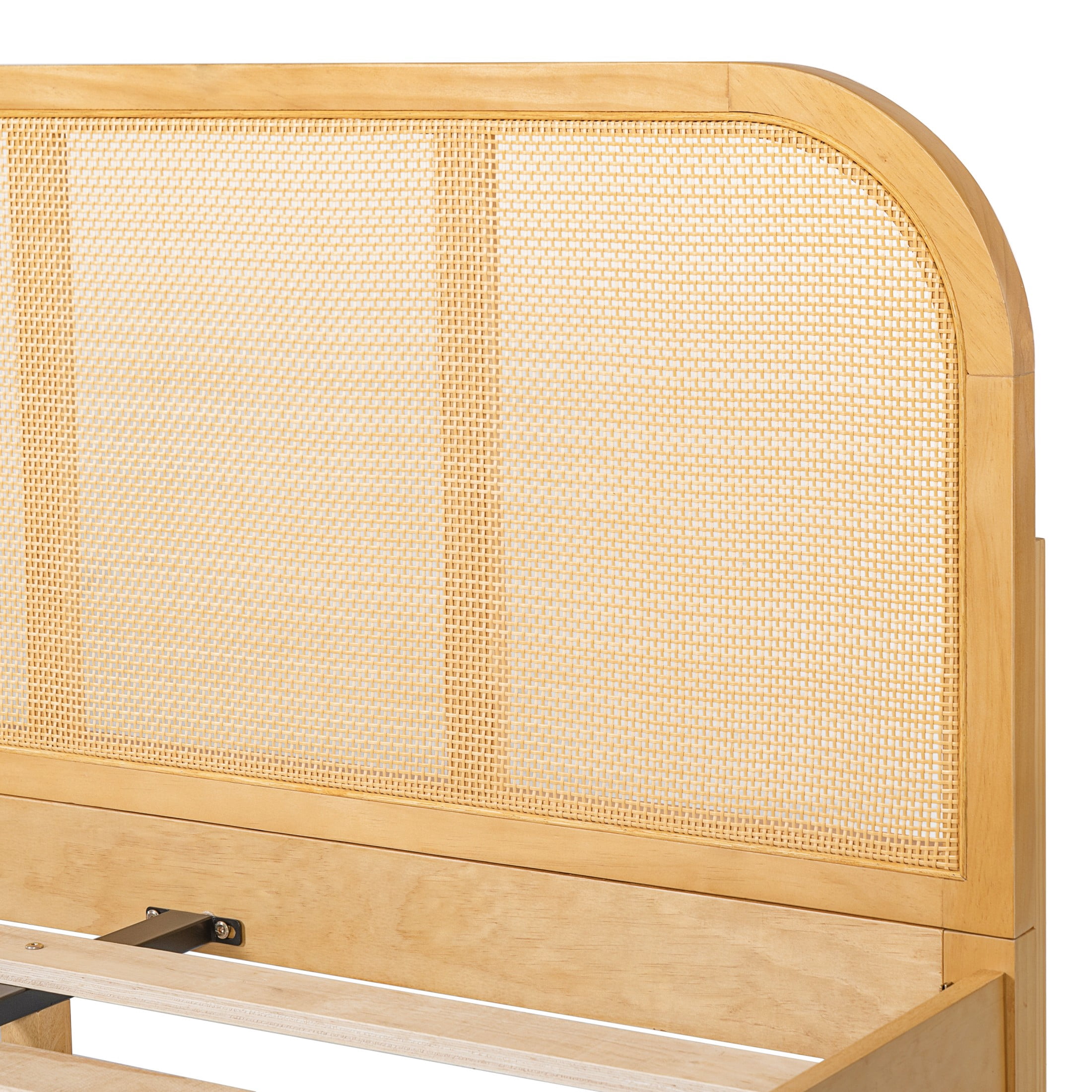 Christopher Knight Home Bohemian King Wood Platform Bed Frame with Rattan Headboard, Natural