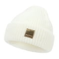 thumbnail image 1 of ManxiVoo Bonnet Tricoté à Revers Extensible Protection des Oreilles Bonnet d'Hiver pour Garçons et Filles Blanc, 1 of 5