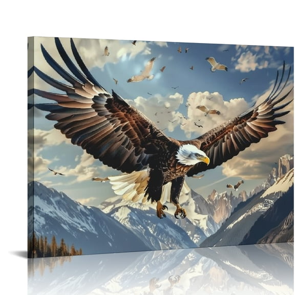 Autua Bald Eagle Mountain Sky Canvas Wall Art Decor For Living Room 20x16in