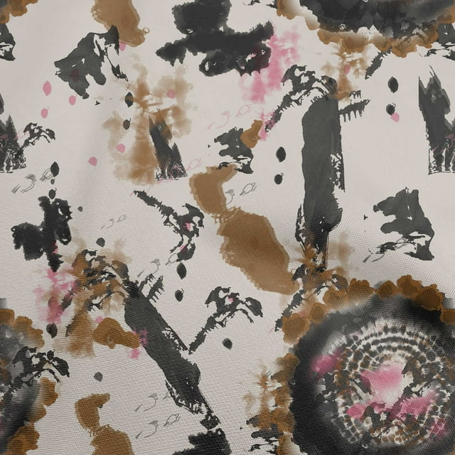 oneOone Rayon Brown Fabric Abstract Texture Sewing Material Print Fabric By The Yard 56 Inch Wide