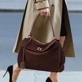 thumbnail image 5 of Genuine Leather Hobo Bag, Women's Suede Flap Underarm Shoulder Crossbody Purse, 5 of 9