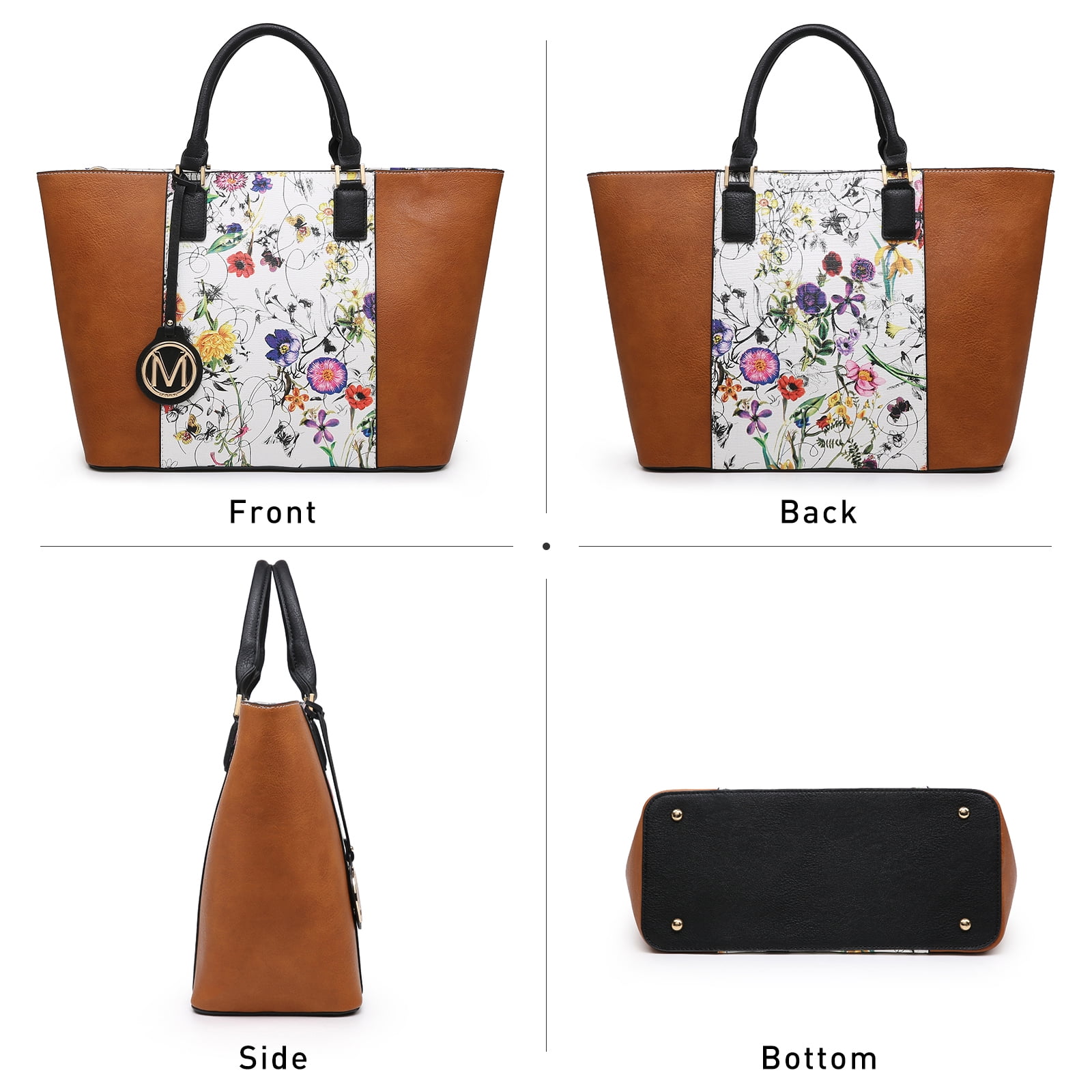 MKP Women Two Tone Handbags Fashion Shoulder Bag Work Tote Satchel Purses 2pcs Set